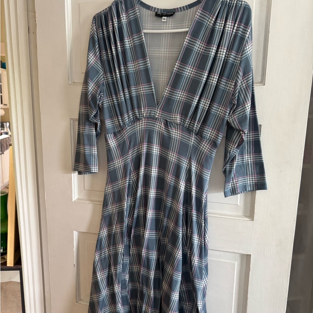 Plaid V-Neck Dress